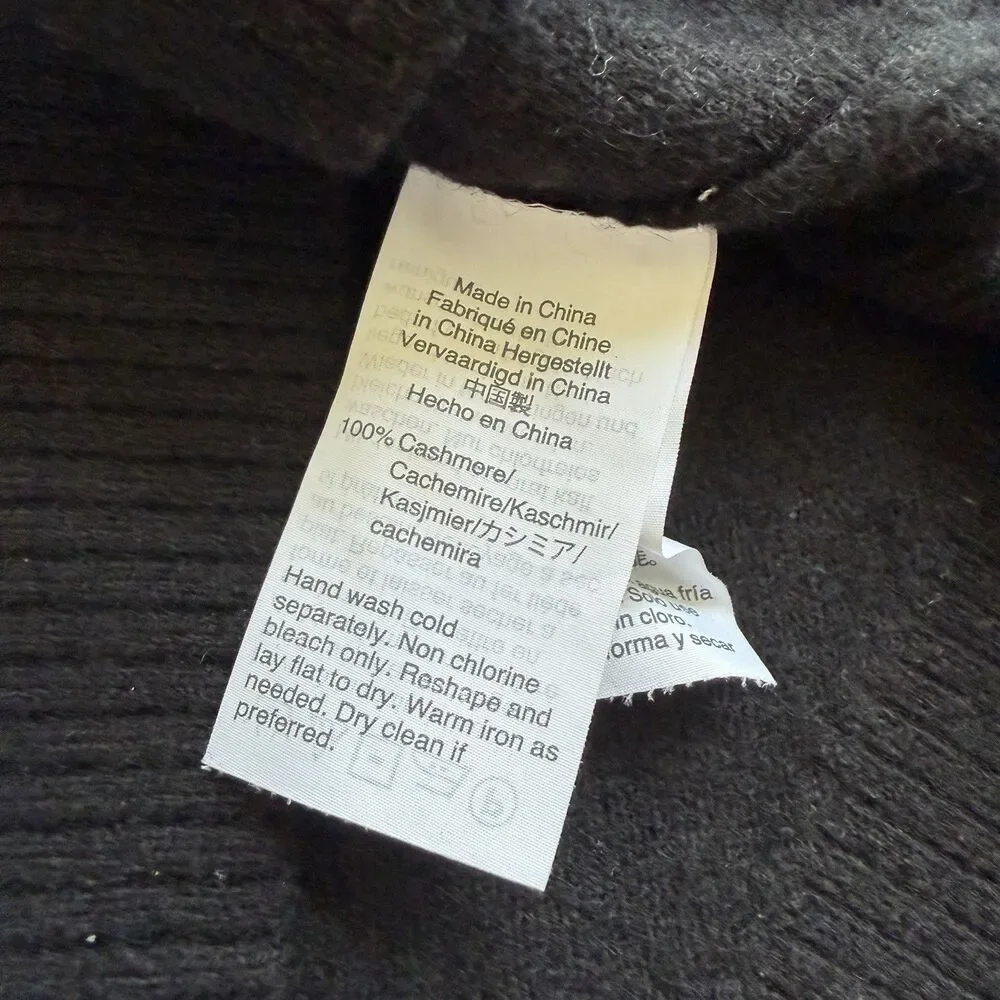 J. Crew Everyday 100% Cashmere Tie Neck Sweater in Black Size LARGE Womens